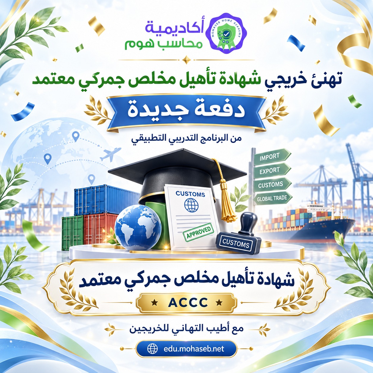 تخريج دفعة دورة تأهيل مخلص جمركي معتمد ACCC | أكاديمية محاسب هوم